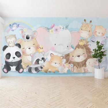 Imagem de Papel de Parede Painel Infantil Animais Zoo 8 rolos 12m² - Quartinhos