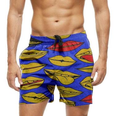 Imagem de Short Praia Shorts Banho Bermuda Verão Bocas Cartoon Sex 287 - SMOKE, 