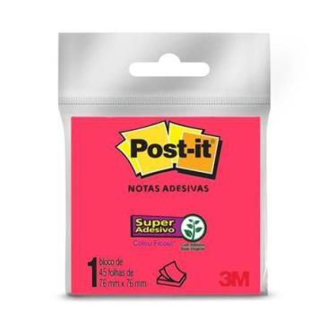 Imagem de Bloco Adesivo Post-it Super Notas 76 mm x 76 mm 45 folhas - 3M, ROSA