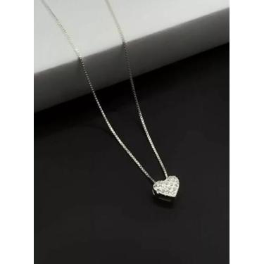 Imagem de Cordão Feminino Coração Cravejado - 100% Prata 950 - ToJoia18k