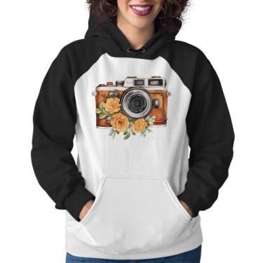 Imagem de Moletom Feminino Máquina Fotográfica Vintage e Flores - Foca na Moda, 