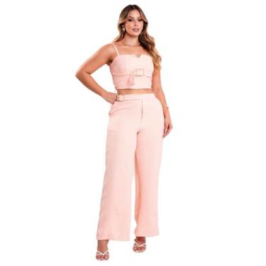 Imagem de Calça Pantalona + Cropped Conjunto Feminino Pink - Fortaleza Jeans, ùn