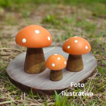 Imagem de Miniatura Trio Cogumelo Laranja Enfeite Decoracao Ceramica - Hp Decor