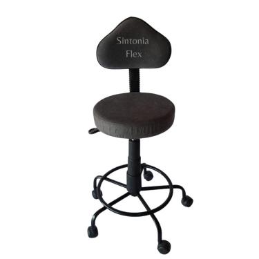 Imagem de Cadeira Mocho Verona com regulagem de altura base de ferro com apoio de pés com rodízio suede cinza