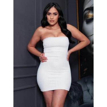 Imagem de Vestido curto feminino coladinho sem alças festas Verão tubinho justo 