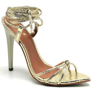 Imagem de Sandália Salto Alto Cristal Ouro Light Ella's - Ellas Online, 36, Ouro