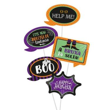 Imagem de Plaquinhas Divertidas Noite do Terror Halloween 8 Unidades - Cromus - 