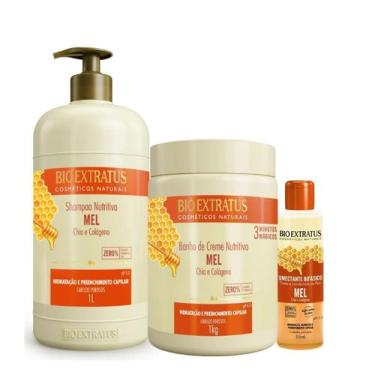 Imagem de Kit Bio Extratus Mel  Shampoo + Máscara 1 Lt e Bifásico 55mL