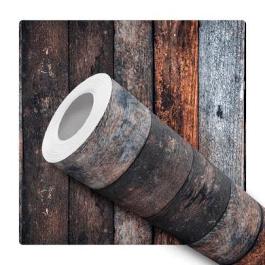 Imagem de Papel de Parede Adesivo Listrado Ripa Madeira Mesclada Vertical Painel