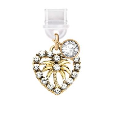 Imagem de ELISE & FONDA TP508 Tipo-C porta de carregamento antipoeira plugue cristal amor coração com pingente de telefone celular coqueiro para iPhone 15/16/Samsung/OnePlus/Xiaomi/oppo telefones Android