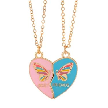 Imagem de Colar Best Friends para 2 BFF Friendship Matching Heart Rainbow Daisy Butterfly Necklace Valentines Day Jewelry Gifts for Bestie Women, Free Size, Liga de aço, Sem Pedra Preciosa