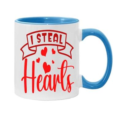 Imagem de SpreadPassion Caneca de café I Steal Hearts, presente para namorado e namorada, ideia de presente de dia dos namorados, presente para marido e esposa, ideia de presente de dia dos namorados (azul e