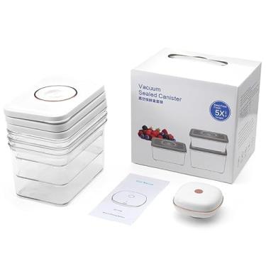 Imagem de Máquina seladora a vácuo portátil com conjunto de 3 recipientes de plástico para armazenamento de alimentos frescos