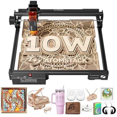 Imagem de ATOMSTACK Gravador a laser de 10 W, cortador a laser A10 PRO V2, máquina de gravação a laser de alta precisão de 0,06 mm para madeira e metal, acrílico escuro, vidro, couro