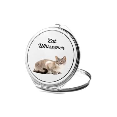 Imagem de SpreadPassion Espelho compacto Cat Whisperer, amante de presente de gato Whisperer, espelho fotográfico Cat Whisperer, espelho de maquiagem de viagem, espelho pequeno de mão, espelho de bolso