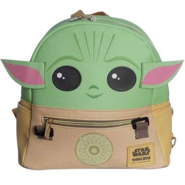 Imagem de Zona Criativa, Baby Yoda Mochila Mochilinha Bolsa Com 6 Compartimentos + Bolsinha Oficial Star Wars Mandaloriano Cor:Verde