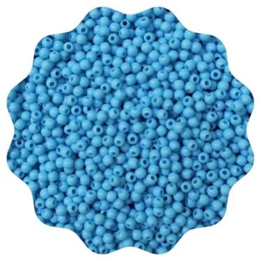 Imagem de 100g Miçanga Pérola 4mm Abs ou Leitosa Aprox 3800un Missanga Artesanato (Leitosa - Azul Claro)