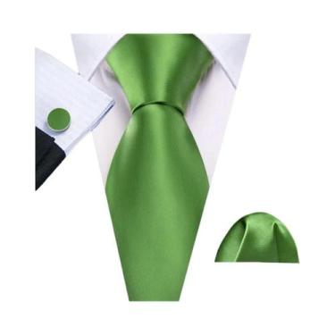 Imagem de Conjunto de Gravata e Abutões Masculinos - Verde Menta, Cerceta, Oliva