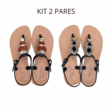 Imagem de Kit 2 Pares Sandalia Feminina Confortavel Ortopédica Terapia dos Pés, 