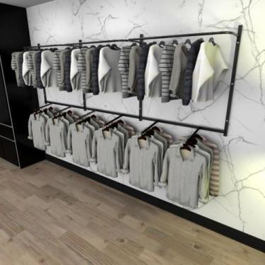 Imagem de Arara de roupas closet quarto com 16 peças cremalheira 300x100 cm cor 