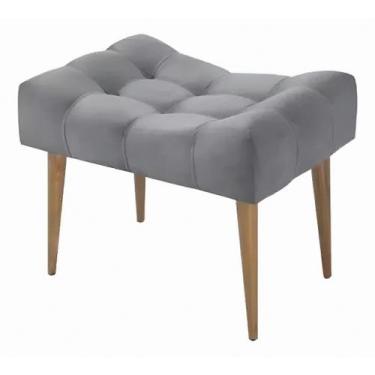Imagem de Banqueta retrô puff péspalito - LOTUSMOVEIS, Cinza Veludo