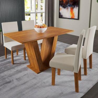 Imagem de Mesa de Jantar 4 Lugares Felicity Venus Seda/Nude - Viero Móveis, Mode