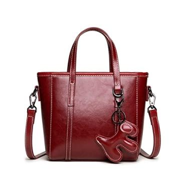 Imagem de Bolsas Femininas Bolsas Femininas Retrô Grandes Tote Bags Moda de Ombro Cor Sólida Sacos Transversais para Mulheres(Red)