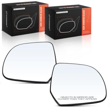 Imagem de A-Premium Vidro espelhado não aquecido do lado do motorista e do passageiro de 2 peças com placa de suporte compatível com Nissan Versa 2012-2014, Versa Note 2014 - Espelho retrovisor lateral externo
