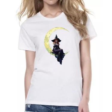 Imagem de Camiseta Baby Look Bruxa sentada na lua minguante - Alearts, M