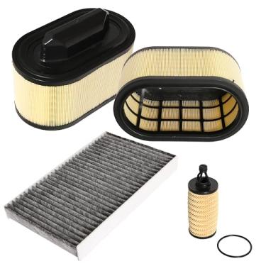 Imagem de 4 peças de filtro de ar do motor + filtro de óleo + filtro de ar da cabine para Maserati Ghibli 2014-2022 para Levante 2017-2020 para Quattroporte 2014-2022 OEM # 670001545, 670005021, 000311401