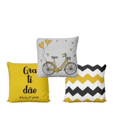 Imagem de Almofadas Amarelas Decorativas E Geométricas Para Sala 40X40