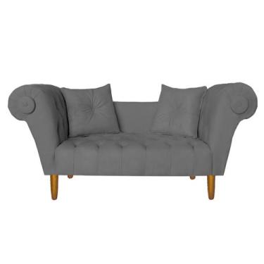 Imagem de Namoradeira Recamier Sofá Decorativo 02 Lugares Dubai Suede Cinza - IN