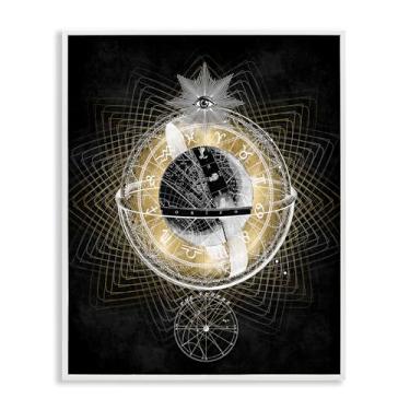 Imagem de Stupell Industries Símbolos do Zodíaco em Fractal Branco Emoldurado Giclée Arte de Parede Design por Oliver Jeffries, 28 x 35 cm