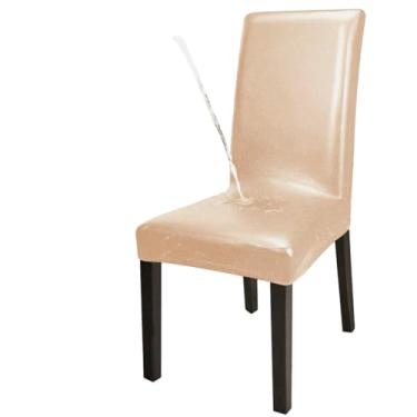 Imagem de HZSZXG Capas de cadeira de couro PU, sala de jantar, elástica, protetor de assento de cadeira, decoração para casa, capa de cadeira, festa de casamento, 12,6 PC