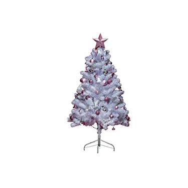 Imagem de Árvore de Natal artificial de 10 m, árvore de Natal artificial pré-decorada, com suporte de metal, montagem fácil com 220 pontas de galhos, árvore de Natal flocada (cor: branco A 1,2 m)