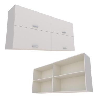 Imagem de Armário Aéreo 180cm Branco 4 Portas Basculantes Premium 1.1 - Marcenar