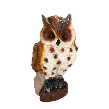 Imagem de Coruja Média 23cm Realista Em Resina Estátua Decorativa - LZ Decoraçõe