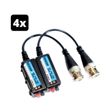 Imagem de 4x Par Conector Balun Full Hd 1080p para Câmera de Segurança Engate Rápido no dvr e Encaixe para Organização