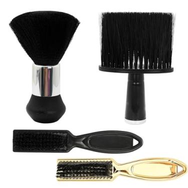 Imagem de 4 peças escova de barbeiro macia espanador de pescoço escova profissional de corte de cabelo aparador de barbeiro aparador de cabelo limpeza facial escova de cabelo com alça de plástico para varrer o