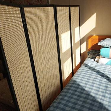 Imagem de Divisórias de quarto japonesas, telas de privacidade dobráveis de quarto 1,5 m 1,6 m de altura painéis separadores de piso com suporte e base de madeira, placa de divisórias independentes (cor: 4