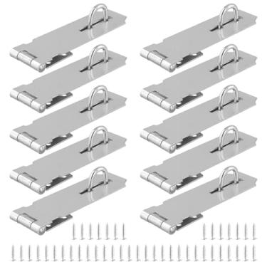 Imagem de SEHOI 10 peças de trava de cadeado de 12 cm, ferrolho de cadeado de aço inoxidável, ferrolho de segurança resistente com 90 parafusos, trava de ferrolho para portas e armários