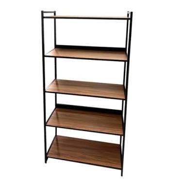 Imagem de Estante Armário Estilo Industrial 5 Prateleiras Marrom e Preto - Realm