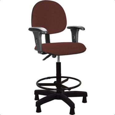 Imagem de Cadeira de Escritório Marrom Caixa Alta Balcão Executiva com Sapata Fixa e Braço Escritex - Conforto, Estilo e Funcionalidade