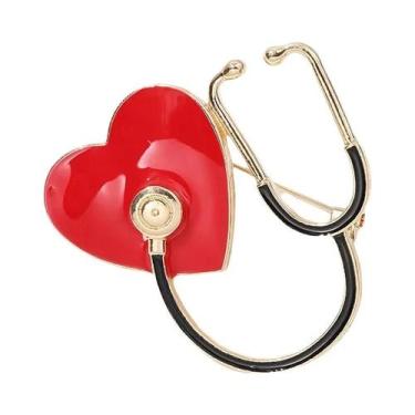 Imagem de Moda série médica metal esmalte broche estetoscópio masculino feminino