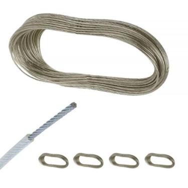 Imagem de 4un Varal cabo aço encapado Corda 4x10m parede e teto - clink