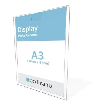 Imagem de Kit 10 Display Expositor Acrilico Mesa A3 30X42 Porta Folha - Acrilzan