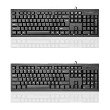 Imagem de Guiheng Pacote com 2 teclado de computador com fio, Plug Play USB, teclado numérico grande, indicadores de LED, suportes ergonômicos, dobráveis, letras antidesgaste, teclado de tamanho completo, para
