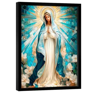 Imagem de Quadro Decorativo Nossa Senhora Aparecida Branco E Azul