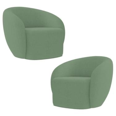Imagem de Poltrona Para Sala De Estar Orgânica Kit Com 2 Garbin K04 Boucle Verde - Mpozenato