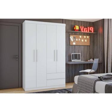 Imagem de Guarda Roupa Solteiro 4 Portas e 2 Gavetas Zeus Branco - Lopas